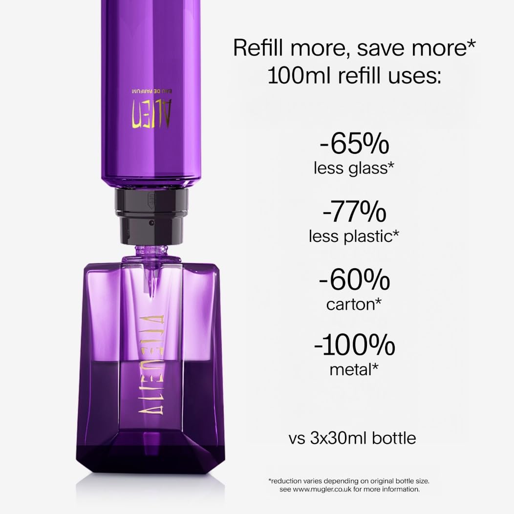 Mugler Alien Eau de Parfum, Refillable Womens Perfume, Iconic Woody Floral Fragrance with Sensual Jasmine Sambac, Cashmeran Wood, Enveloping White Amber, (Full Size, Refill or Gift set)