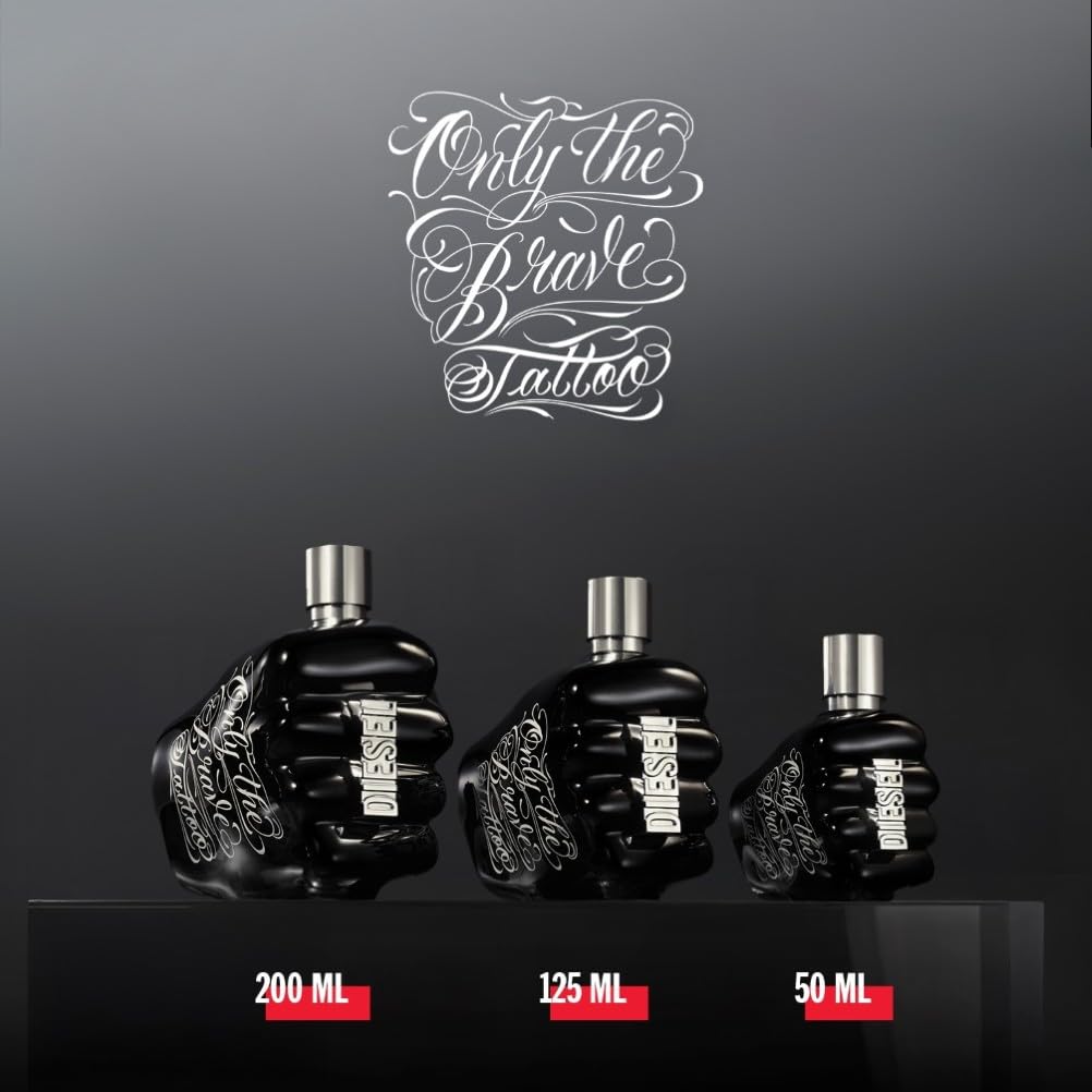 Diesel Only The Brave Tattoo, Eau de Toilette Aftershave, Woody Fragrance with Bourbon Pepper, Tobacco, Long-Lasting Spicy Masculine Scent for Men