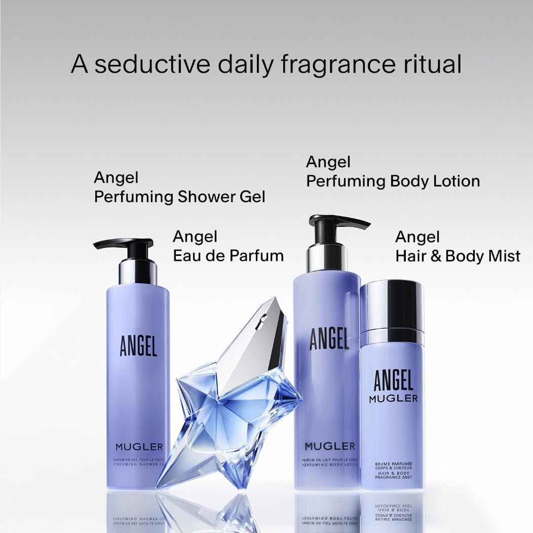 Mugler Angel Eau de Parfum, Iconic Ambery Gourmand Perfume for Women with Bergamot, Praline, Patchouli, Vanilla, Refillable Star Bottle, Bold Sensual Fragrance, (Full Size, Refill or Gift set)