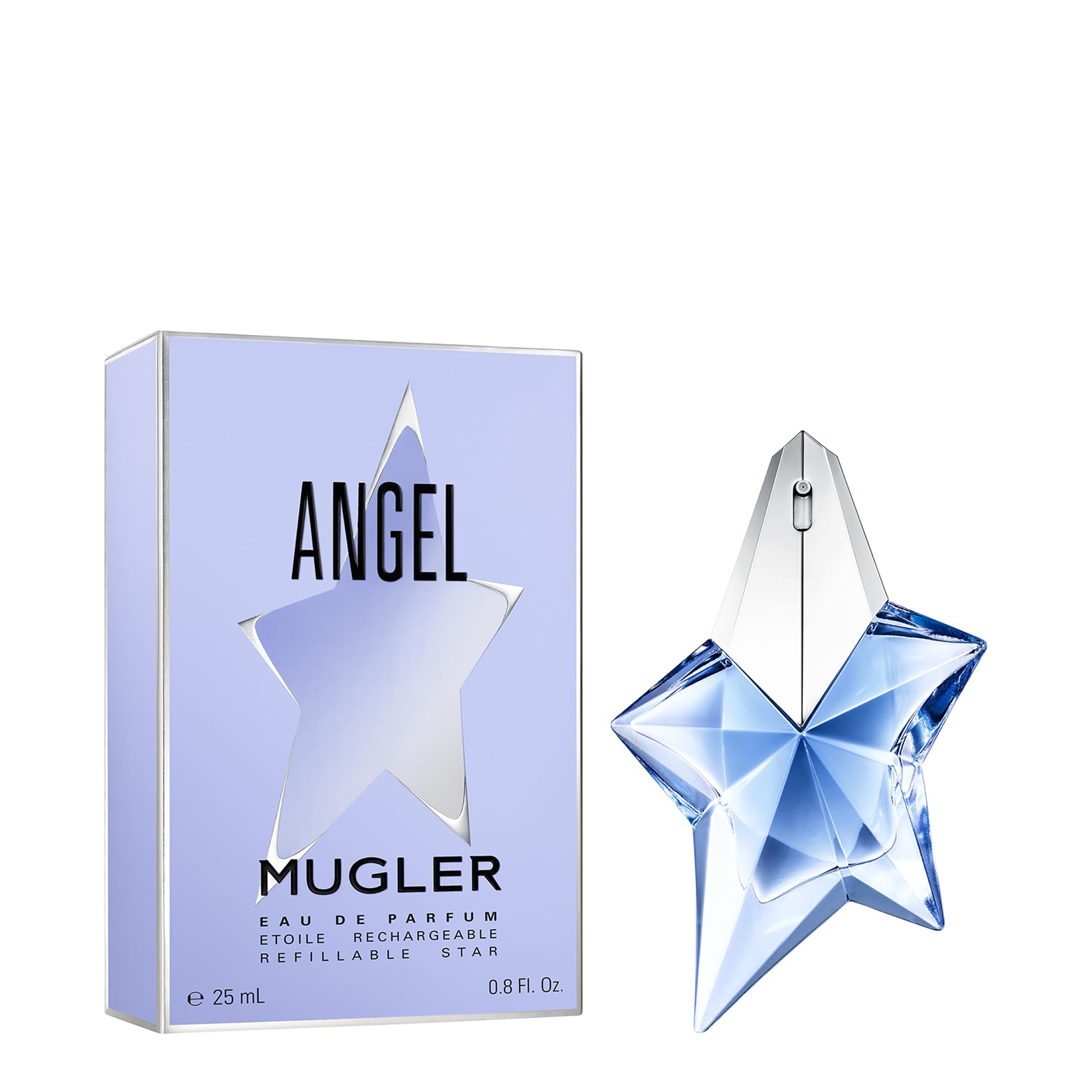 Mugler Angel Eau de Parfum, Iconic Ambery Gourmand Perfume for Women with Bergamot, Praline, Patchouli, Vanilla, Refillable Star Bottle, Bold Sensual Fragrance, (Full Size, Refill or Gift set)