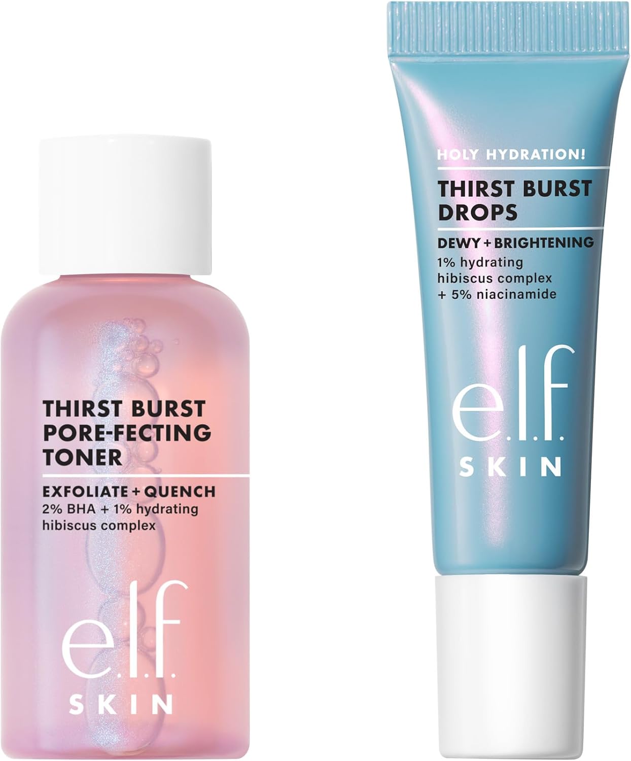 e.l.f. SKIN Thirst Burst Dew-O, Travel-Sized Skincare Set, Exfoliating Facial Toner & Hydrating Serum Drops, Gives Skin a Dewy, Bouncy Glow, Vegan & Cruelty-Free