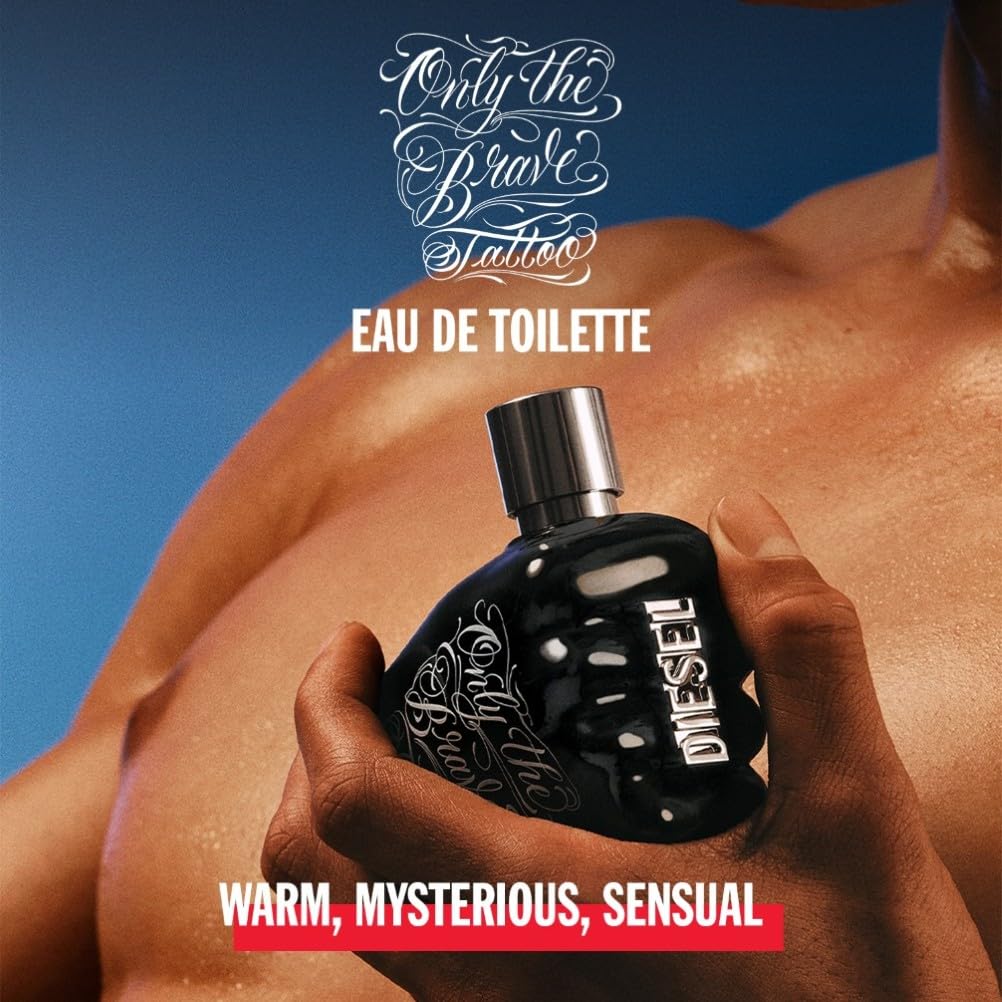 Diesel Only The Brave Tattoo, Eau de Toilette Aftershave, Woody Fragrance with Bourbon Pepper, Tobacco, Long-Lasting Spicy Masculine Scent for Men