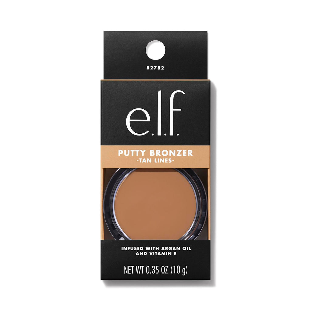 e.l.f. Putty Bronzer, Creamy & Highly Pigmented Formula, Creates a Long-Lasting Bronzed Glow, Infused with Argan Oil & Vitamin E, Sun Kissed, 0.35 Oz (10g)