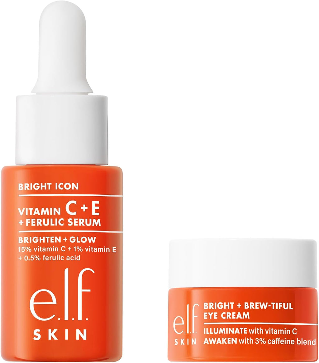e.l.f. SKIN Brightest Besties Duo, Travel-Sized Skincare Set, Brightening Face Serum & Vitamin C Eye Cream, Boosts Radiance, Depuffs & Evens Skin Tone, Vegan & Cruelty-Free