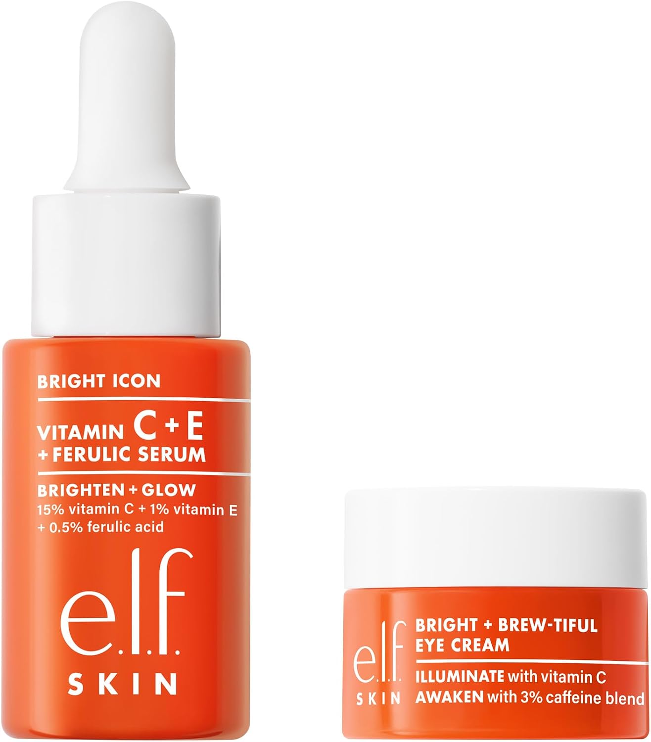 e.l.f. SKIN Brightest Besties Duo, Travel-Sized Skincare Set, Brightening Face Serum & Vitamin C Eye Cream, Boosts Radiance, Depuffs & Evens Skin Tone, Vegan & Cruelty-Free
