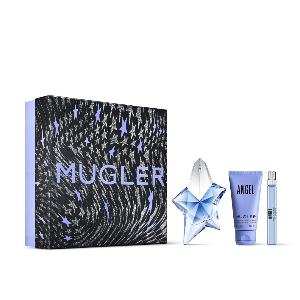 Mugler Angel Eau de Parfum, Iconic Ambery Gourmand Perfume for Women with Bergamot, Praline, Patchouli, Vanilla, Refillable Star Bottle, Bold Sensual Fragrance, (Full Size, Refill or Gift set)