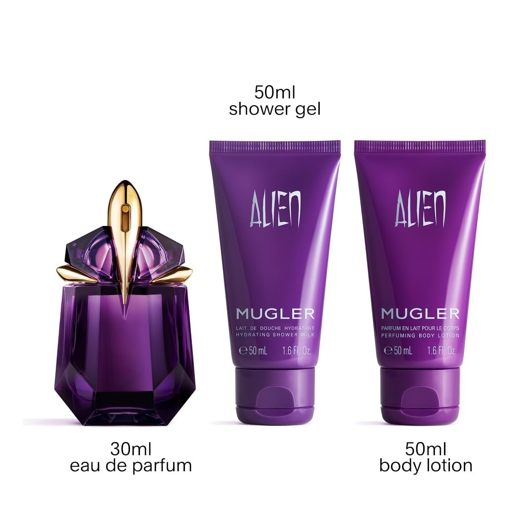 Mugler Alien Eau de Parfum, Refillable Womens Perfume, Iconic Woody Floral Fragrance with Sensual Jasmine Sambac, Cashmeran Wood, Enveloping White Amber, (Full Size, Refill or Gift set)