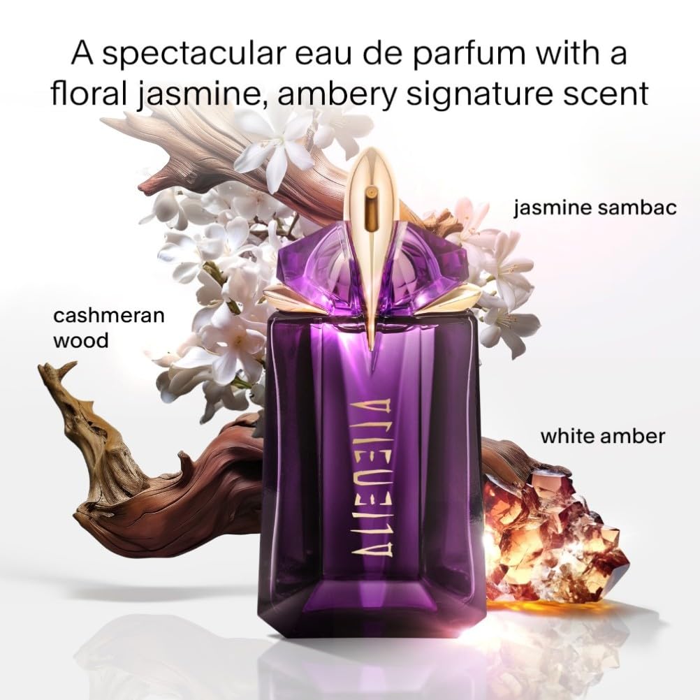 Mugler Alien Eau de Parfum, Refillable Womens Perfume, Iconic Woody Floral Fragrance with Sensual Jasmine Sambac, Cashmeran Wood, Enveloping White Amber, (Full Size, Refill or Gift set)