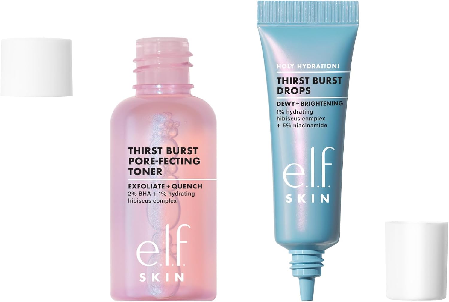 e.l.f. SKIN Thirst Burst Dew-O, Travel-Sized Skincare Set, Exfoliating Facial Toner & Hydrating Serum Drops, Gives Skin a Dewy, Bouncy Glow, Vegan & Cruelty-Free