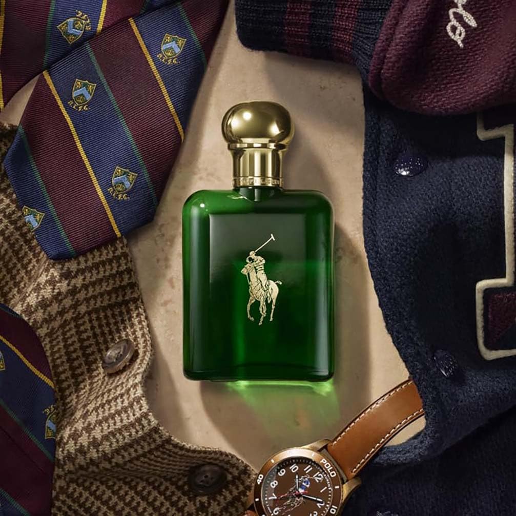 Ralph Lauren Polo Eau de Toilette, Men's Aftershave, Woody Spicy Masculine Scent with Pine, Leather, Tobacco Absolute, Basil, Patchouli, Classic Timeless Style