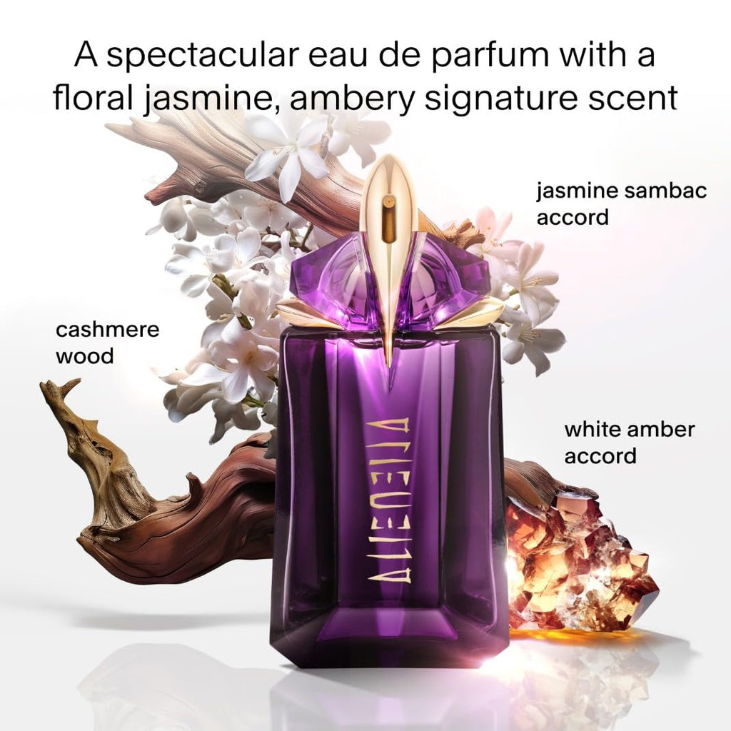 Mugler Alien Eau de Parfum, Refillable Womens Perfume, Iconic Woody Floral Fragrance with Sensual Jasmine Sambac, Cashmeran Wood, Enveloping White Amber, (Full Size, Refill or Gift set)