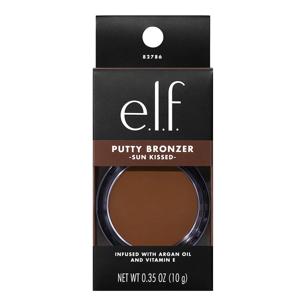 e.l.f. Putty Bronzer, Creamy & Highly Pigmented Formula, Creates a Long-Lasting Bronzed Glow, Infused with Argan Oil & Vitamin E, Sun Kissed, 0.35 Oz (10g)