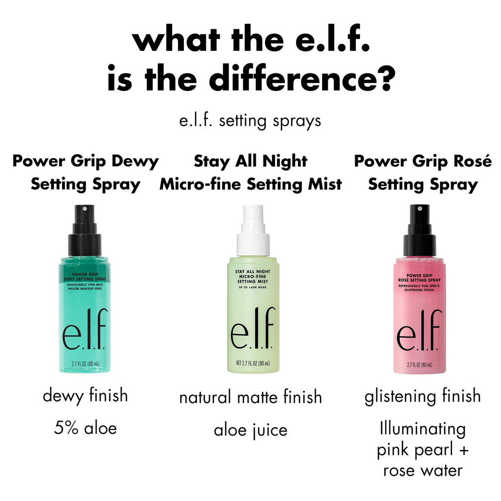 e.l.f. Power Grip Dewy Setting Spray, Long-Lasting Formula, Grips Makeup For A Hydrated, Dewy Finish, Vegan & Cruelty-Free
