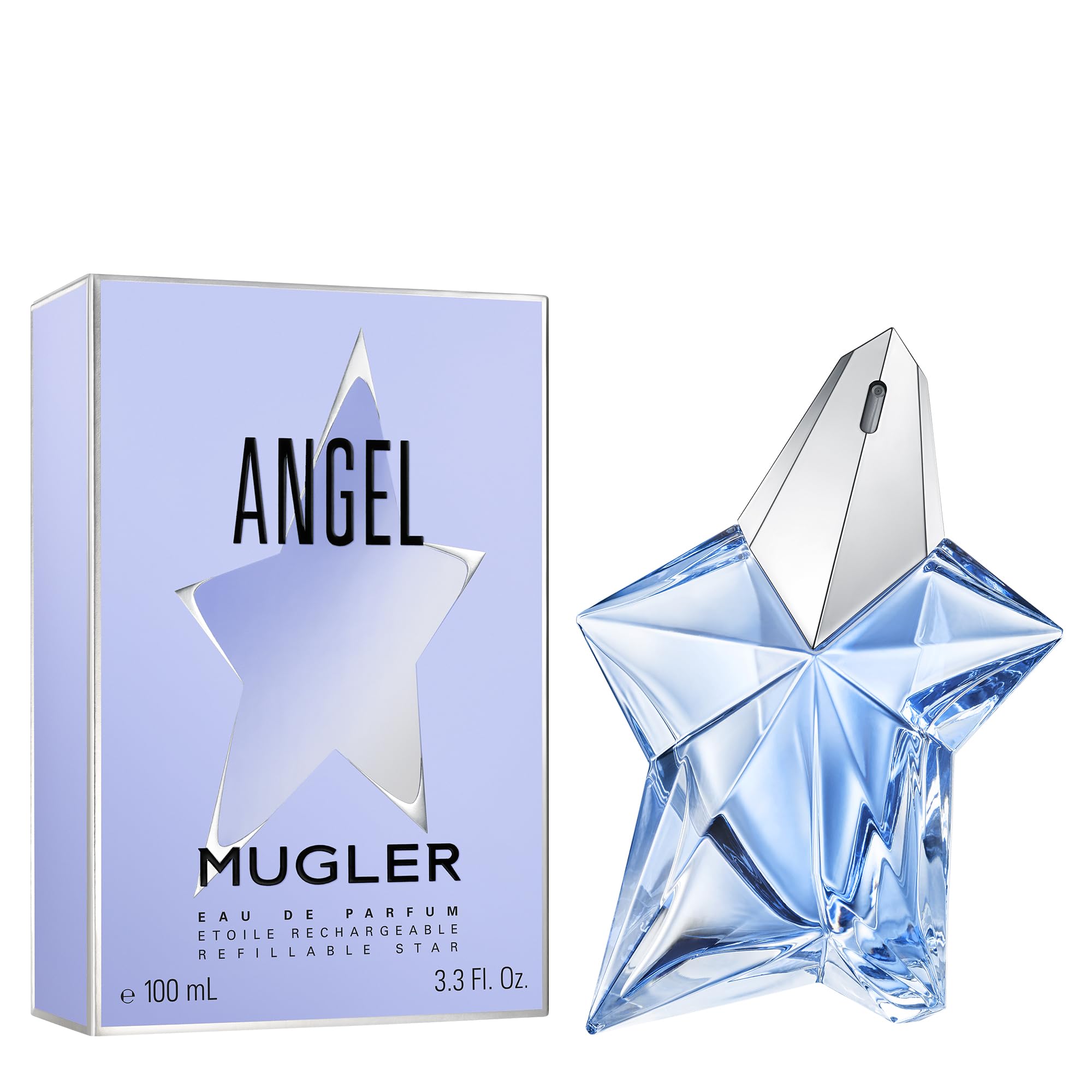 Mugler Angel Eau de Parfum, Iconic Ambery Gourmand Perfume for Women with Bergamot, Praline, Patchouli, Vanilla, Refillable Star Bottle, Bold Sensual Fragrance, (Full Size, Refill or Gift set)