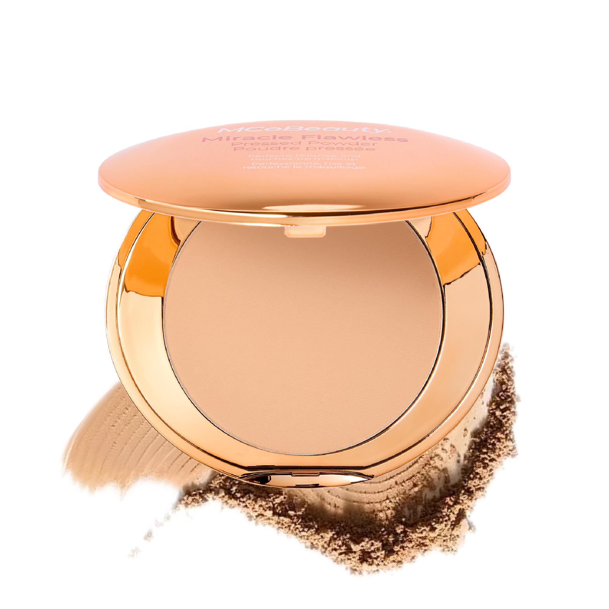 MCoBeauty - Miracle Flawless Pressed Powder - 1 Light Shade - Pressed Compact Setting Powder with Rose Flower Extract and Sweet Almond Oil - Blurring & Smoothing Skin Finishing Makeup