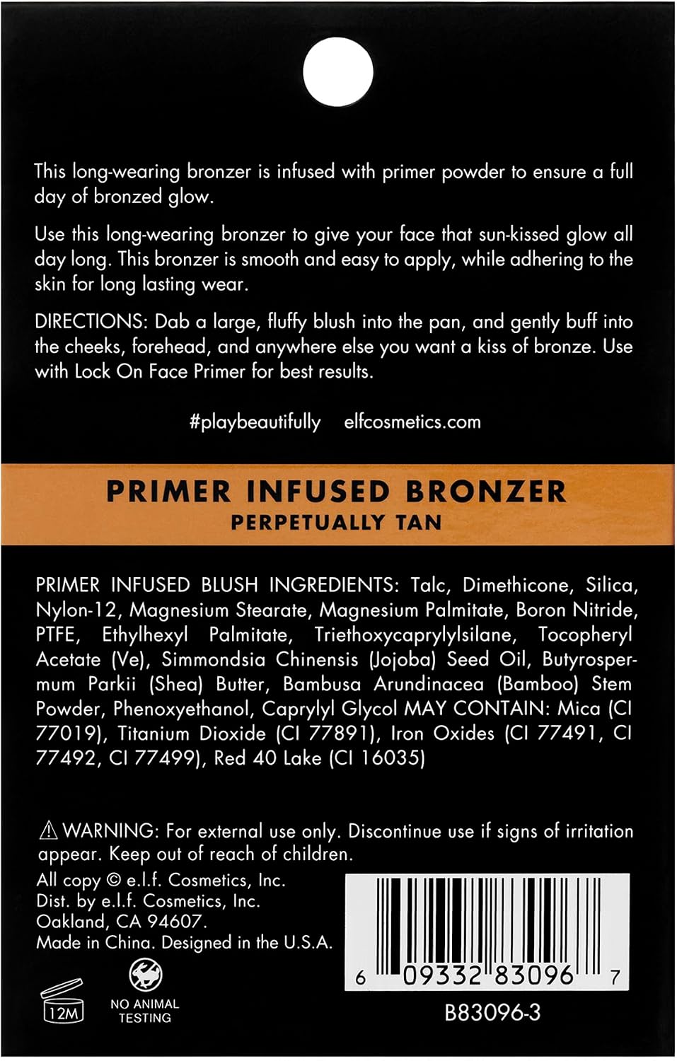e.l.f. Primer-Infused Bronzer, Long-Lasting & Budge-Free Makeup, Lightweight & Buildable, Smooth & Easy Application, Vegan & Cruelty-Free, Sun-Soaked