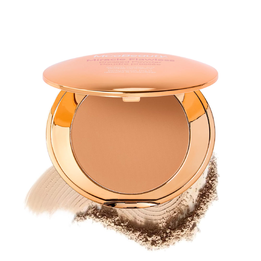 MCoBeauty - Miracle Flawless Pressed Powder - 1 Light Shade - Pressed Compact Setting Powder with Rose Flower Extract and Sweet Almond Oil - Blurring & Smoothing Skin Finishing Makeup