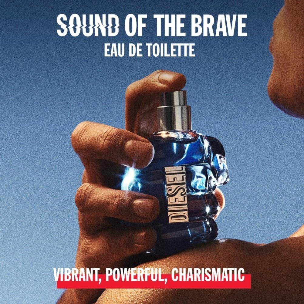 Diesel Sound of The Brave Eau de Toilette for Men, Fresh Spicy Fragrance with Vibrating Bison Grass, Refreshing Spices and Warm Amber Woods, Sensual Long Lasting Masculine Aftershave, 50ml