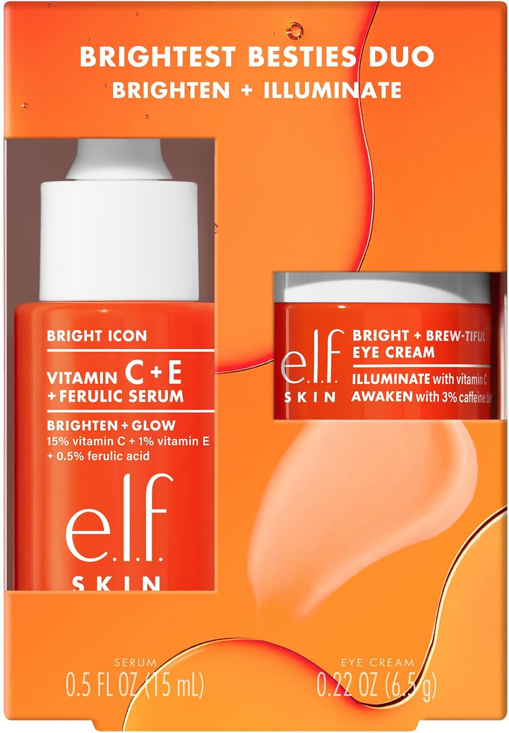 e.l.f. SKIN Brightest Besties Duo, Travel-Sized Skincare Set, Brightening Face Serum & Vitamin C Eye Cream, Boosts Radiance, Depuffs & Evens Skin Tone, Vegan & Cruelty-Free