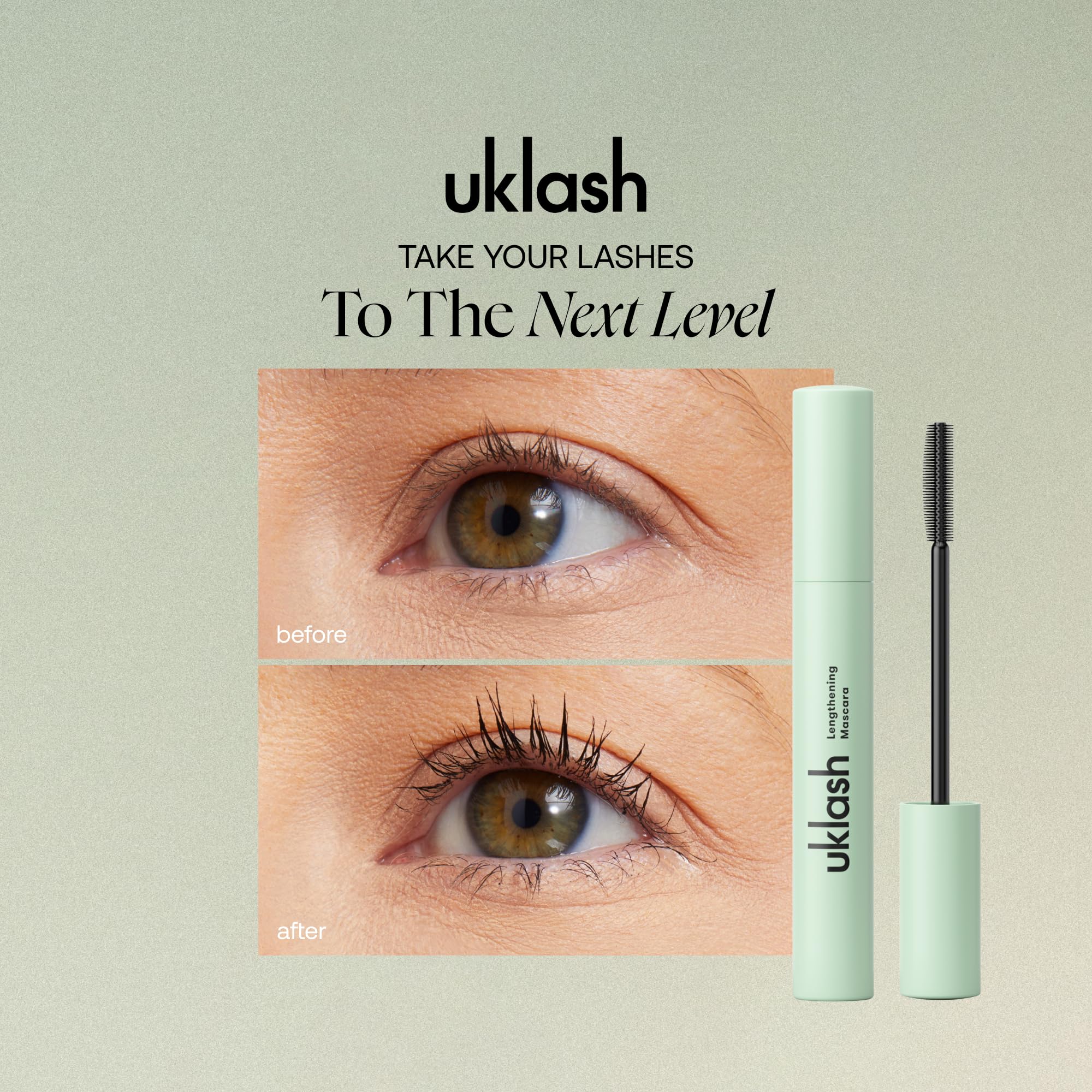 UKLASH Lengthening Mascara (Mascara) - Black, Extra-Black Pigmented, Water-Resistant, Vegan-Friendly, Paraben-Free, Cruelty-Free, Lengthening Formula with Double-Sided Silicone Wand