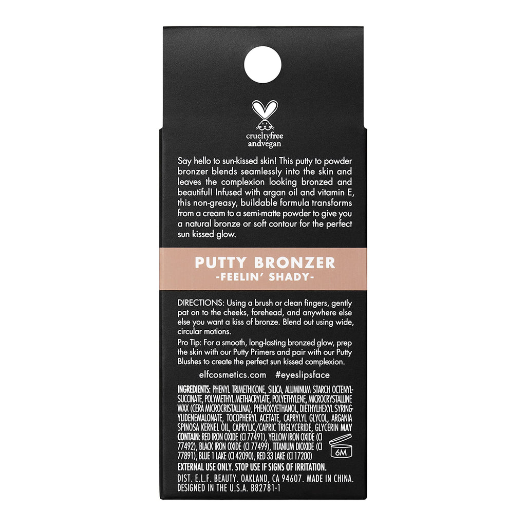 e.l.f. Putty Bronzer, Creamy & Highly Pigmented Formula, Creates a Long-Lasting Bronzed Glow, Infused with Argan Oil & Vitamin E, Sun Kissed, 0.35 Oz (10g)