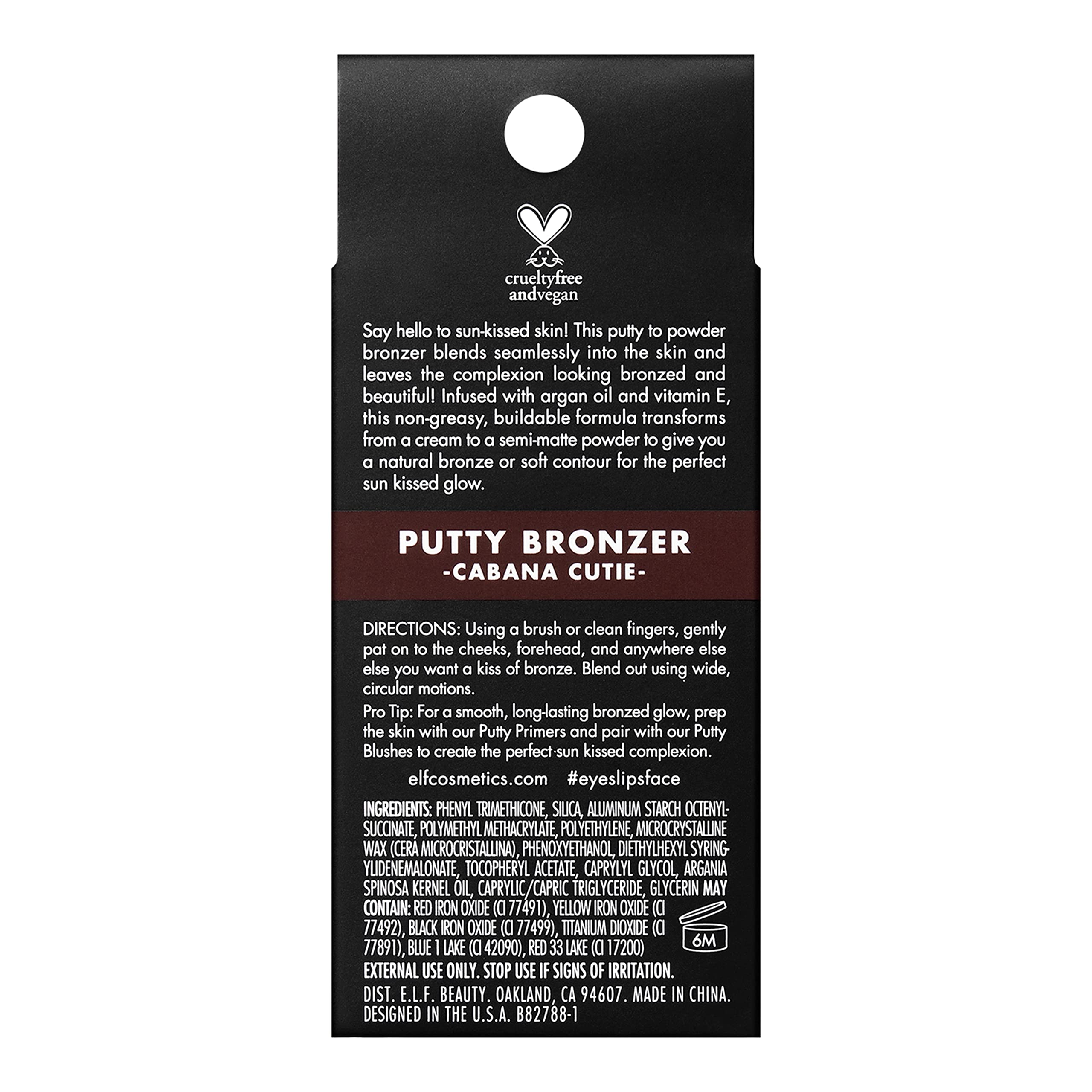 e.l.f. Putty Bronzer, Creamy & Highly Pigmented Formula, Creates a Long-Lasting Bronzed Glow, Infused with Argan Oil & Vitamin E, Sun Kissed, 0.35 Oz (10g)