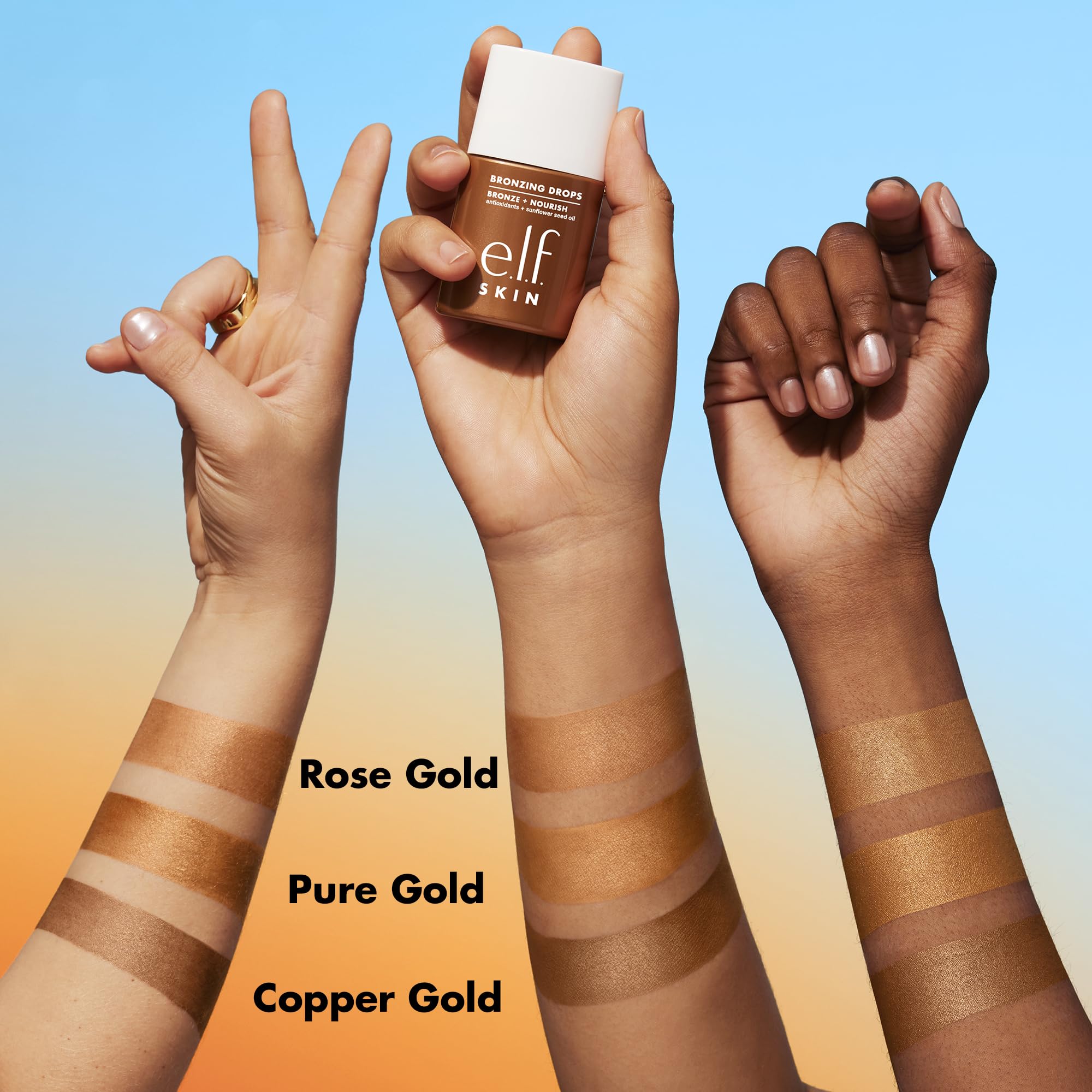 e.l.f. SKIN Bronzing Drops, Liquid Bronzer For Face & Skin, Creates A Sun-Kissed Glow, Infused With Vitamin E, Vegan & Cruelty-Free, Rose Gold