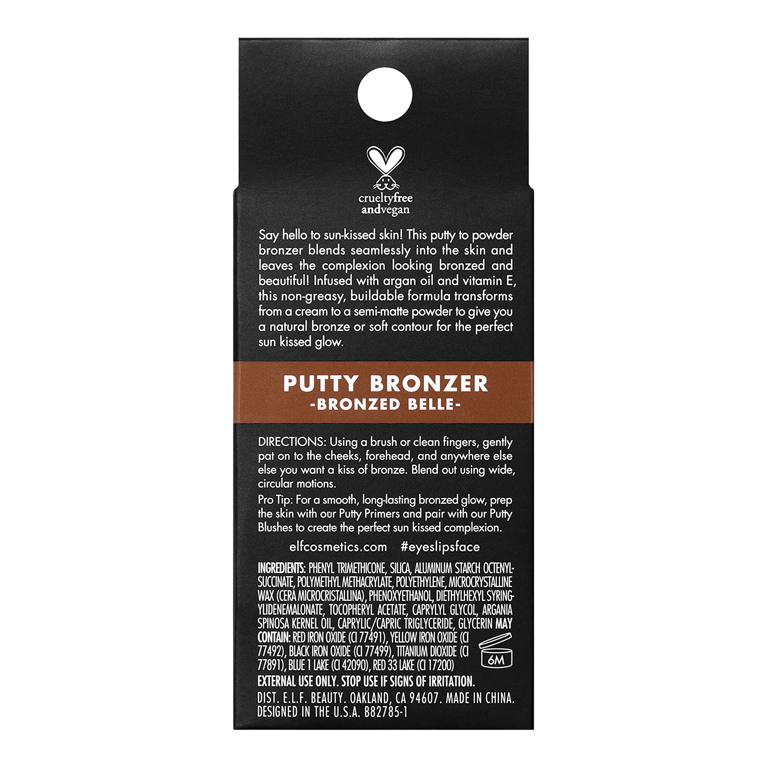 e.l.f. Putty Bronzer, Creamy & Highly Pigmented Formula, Creates a Long-Lasting Bronzed Glow, Infused with Argan Oil & Vitamin E, Sun Kissed, 0.35 Oz (10g)