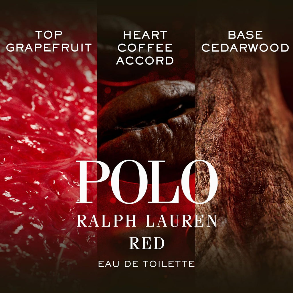 Ralph Lauren Polo Red Eau de Toilette for Men, Fresh Woody Spicy Fragrance with Sparkling Red Grapefruit, Spicy Red Saffron, Deep Redwood and Coffee Accord, Bold Passionate Masculine Aftershave