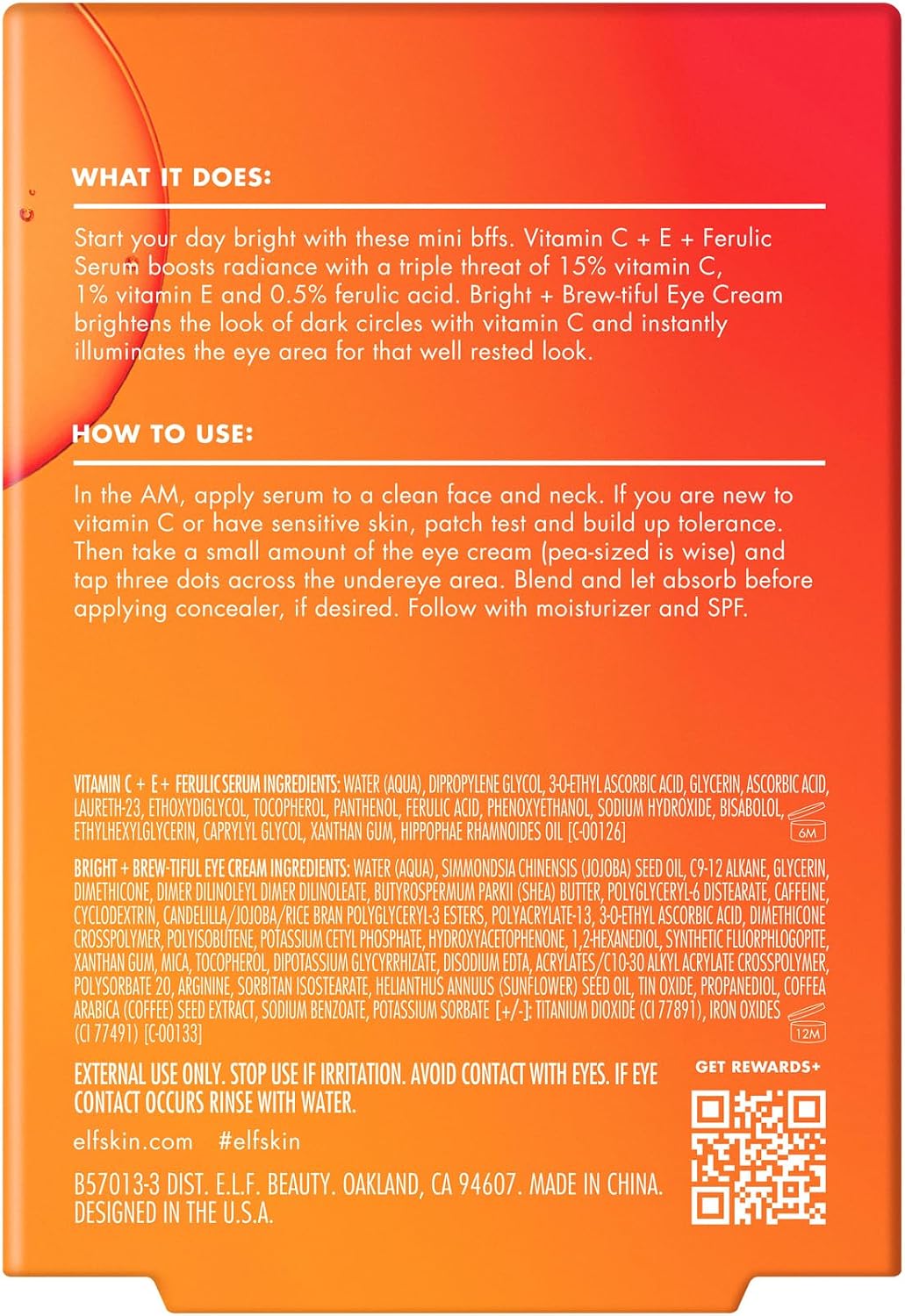 e.l.f. SKIN Brightest Besties Duo, Travel-Sized Skincare Set, Brightening Face Serum & Vitamin C Eye Cream, Boosts Radiance, Depuffs & Evens Skin Tone, Vegan & Cruelty-Free