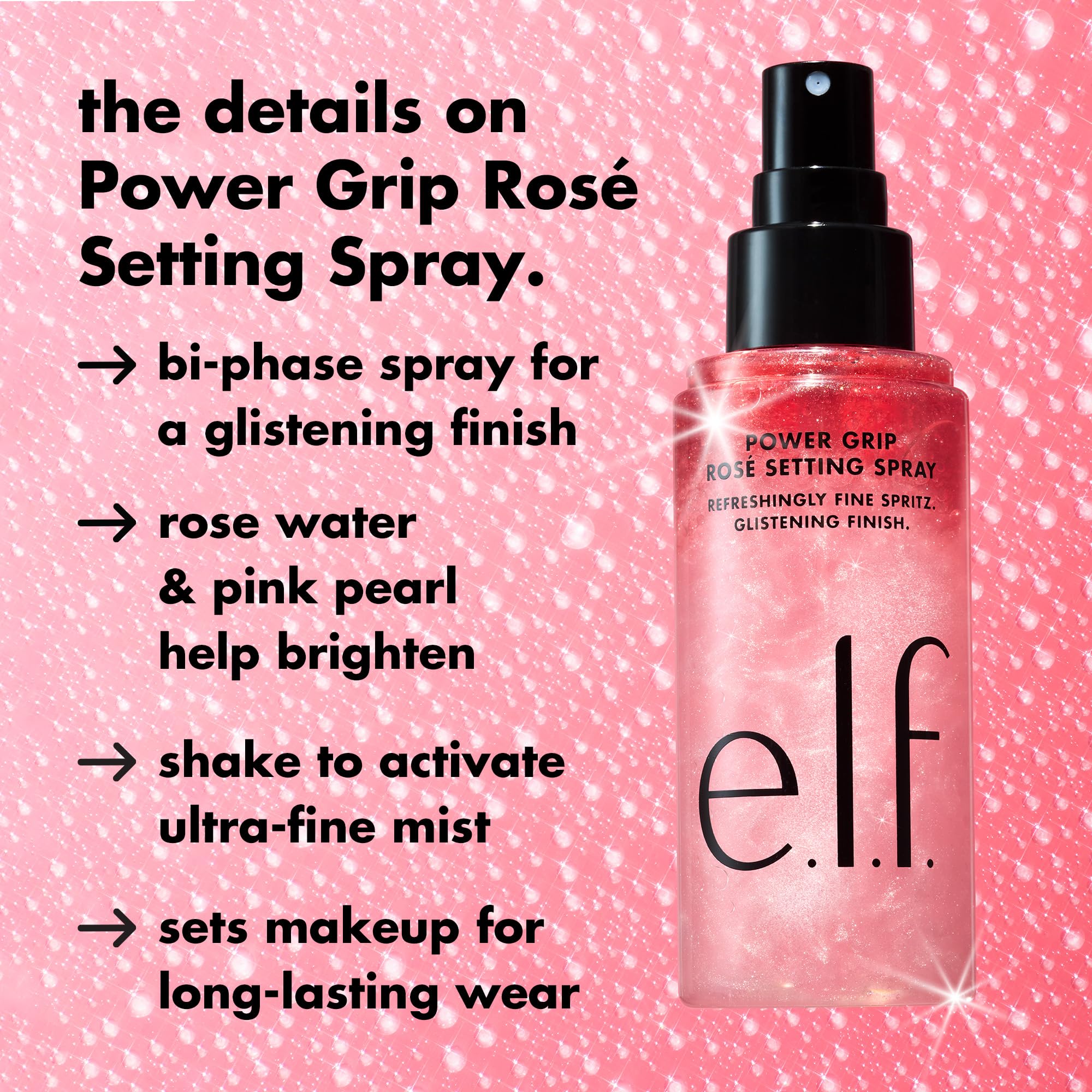 e.l.f. Power Grip Dewy Setting Spray, Long-Lasting Formula, Grips Makeup For A Hydrated, Dewy Finish, Vegan & Cruelty-Free